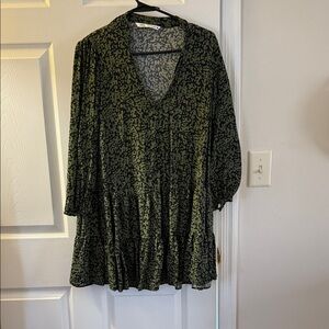 Zara Green Patterned Mini Dress